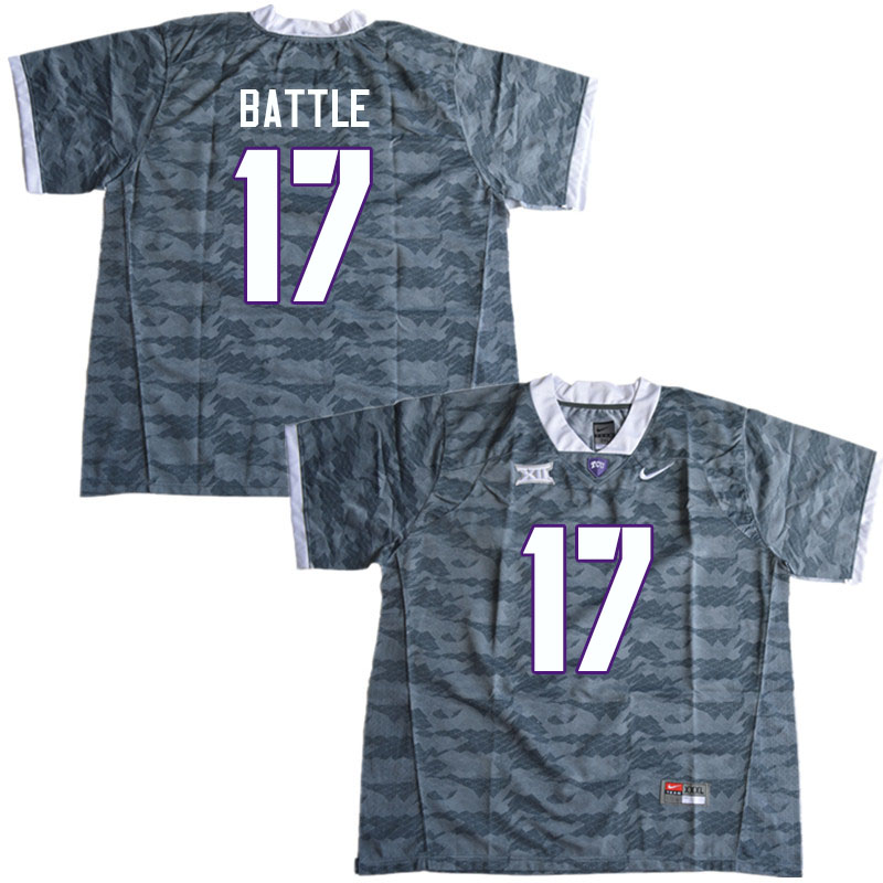 Men #17 Trent Battle TCU Horned Frogs College Football Jerseys Sale-Gray - Click Image to Close